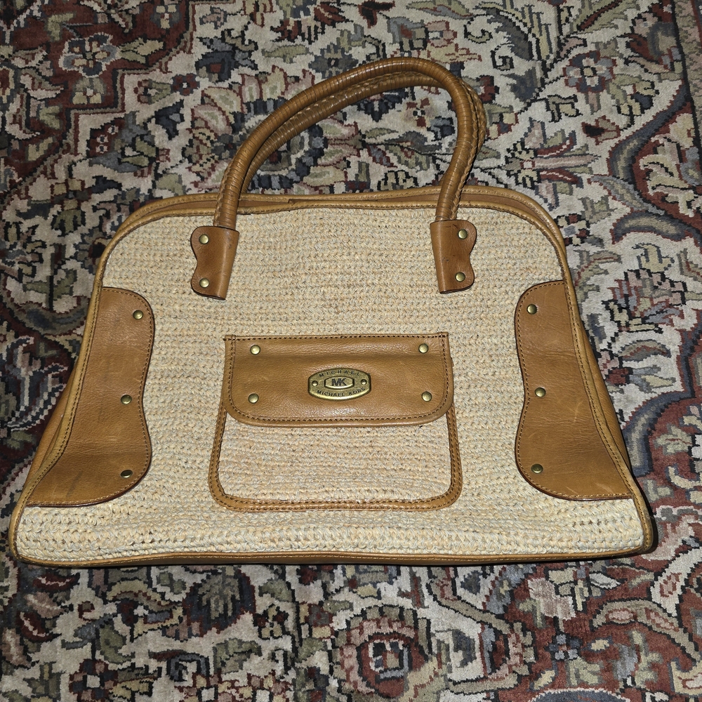 Michael Kors Tan and Cream Woven Tote